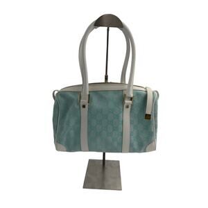 Gucci GG Canvas Boston Bag in a light or baby blue